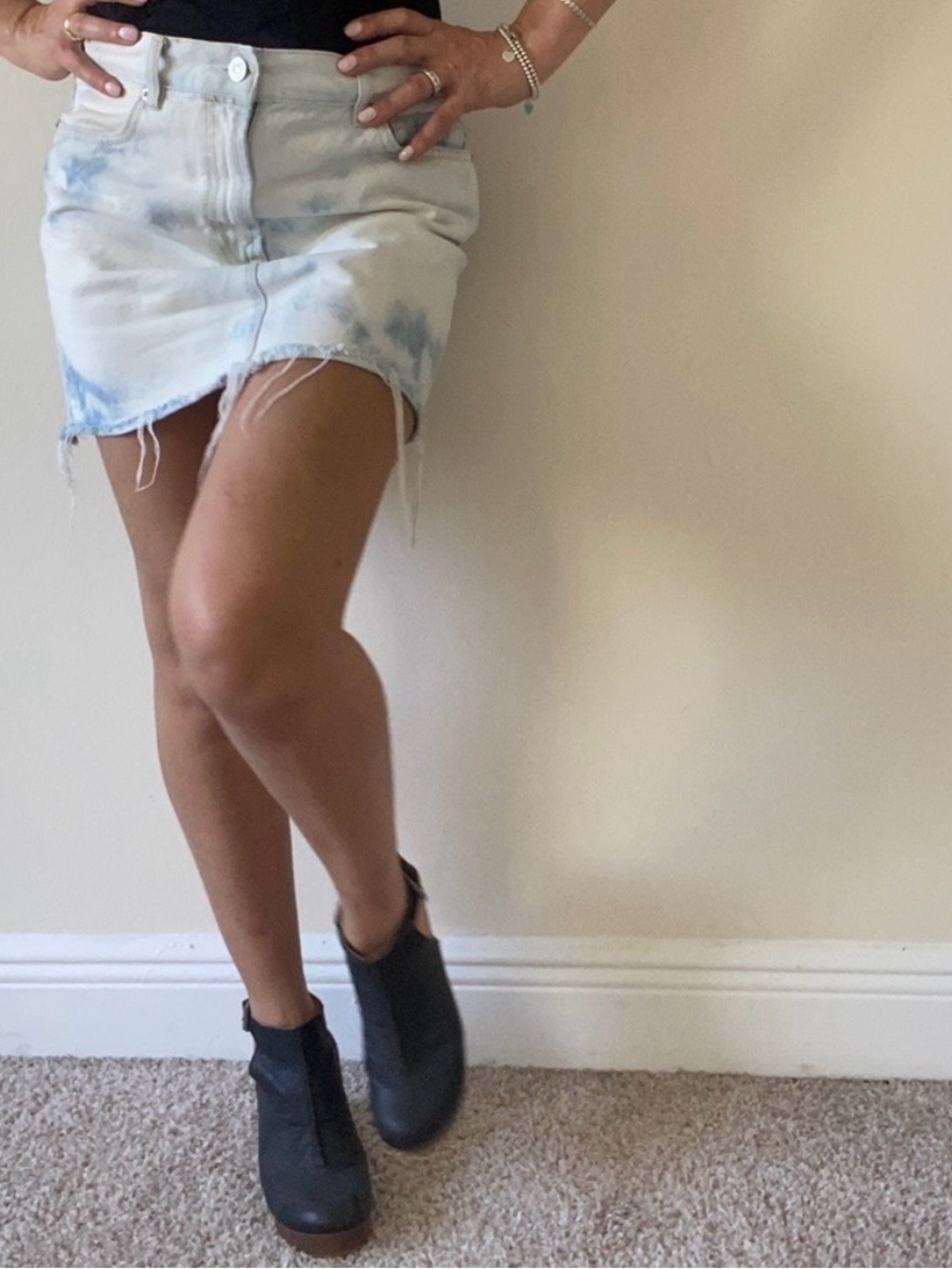 All Saints Sun-bleached Denim Mini Skirt